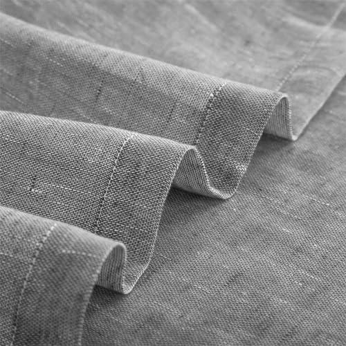 LOYOLADY LOYOLADY Sheer Linen Sheer Curtains for Bedroom, Grey Sheer Curtains 96 inches Long, Grommet Farmhouse Sheer Curtains for Living Room, Set of 2 Panels 52" W x 96" L