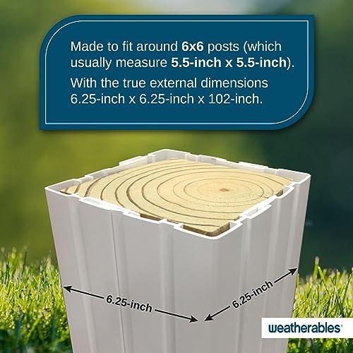 WEATHERABLES Weatherables 6x6 Vinyl Post Wrap Weatherproof Premium Outdoor Vinyl Porch Post Wrap with Fluted Design for Quickly Refreshing Existing Deck, Patio, and Porch Posts (6\"x6\"x102\", White)