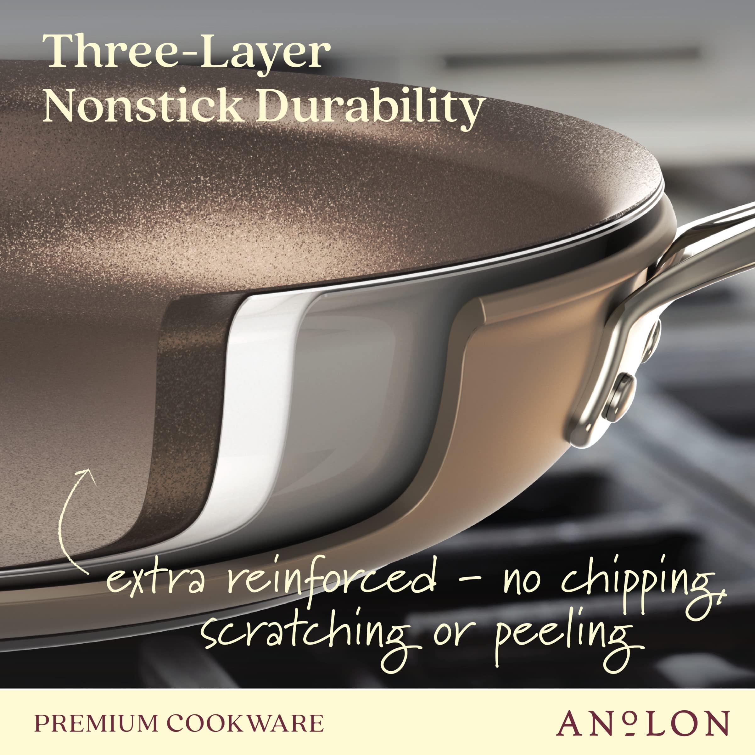 Anolon Anolon Ascend Hard Anodized Nonstick Frying Pan/Skillet - Good for All Stovetops (Gas, Glass Top, Electric & Induction), Dishwasher & Oven Safe with Stainless Steel Handle, 12 Inch - Bronze