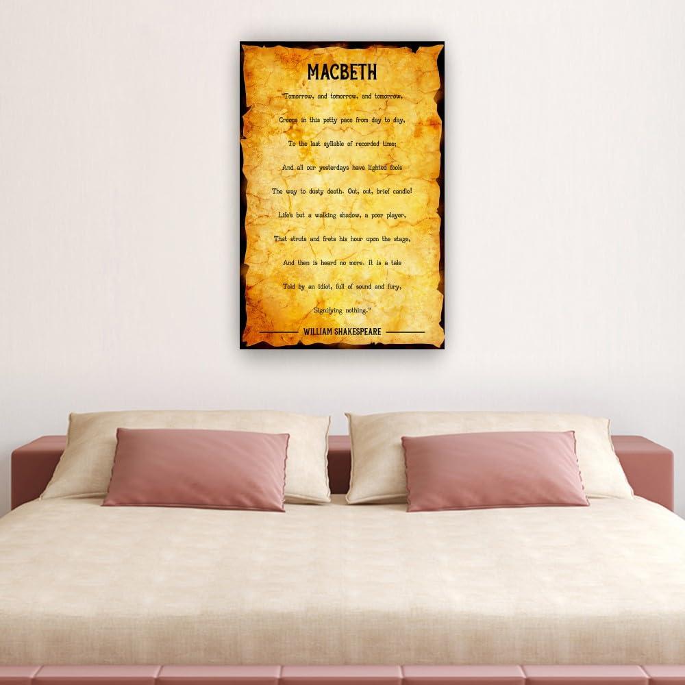 Peastrog Peastrog Macbeth Poem Wall Art Quotes Poster Landscape Painting Canvas Set Modern Home Decorations for Bedroom Picture for Hallway Vertical Artwork (16.00\'\'x24.00\'\',Framed)