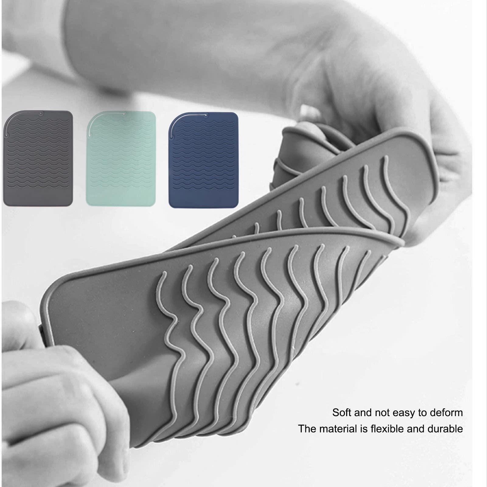 PerGar Heat Resistant Mats for Countertop Heat Insulation Silicone Mat Corrugated Pattern Anti Skid Flexible High Temperature Resistant Mat Ideal for Air Fryer, Coffee Maker, Stand Mixer, Toaster, Oven(Grey)