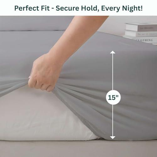 NON Sticky cotton Short Queen Sheets for Rv Camper 100% Cotton Rv Sheets Short Queen Sheets Camper Sheets Rv Queen Sheets Short Queen Sheet Set for Rv Camper Short Queen Sheets for Rv Mattress Light Grey Solid