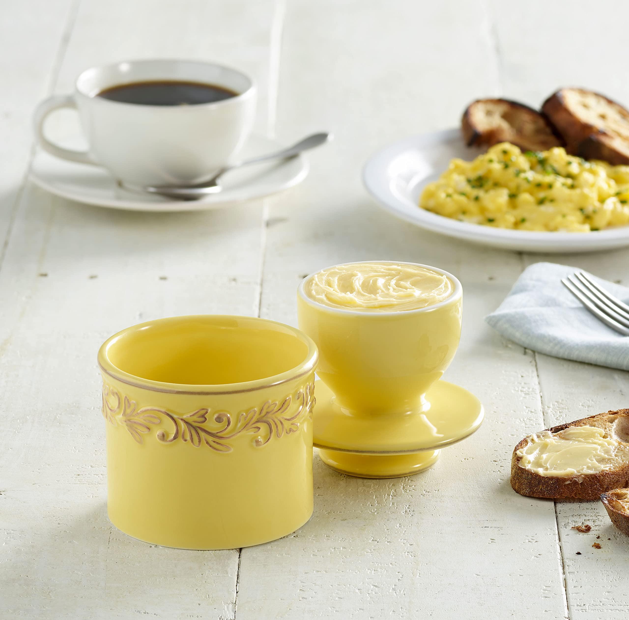 Butter Bell Butter Bell - The Original Butter Bell crock by L Tremain, a Countertop French Ceramic Butter Dish Keeper for Spreadable Butter, Antique Collection, Goldenrod