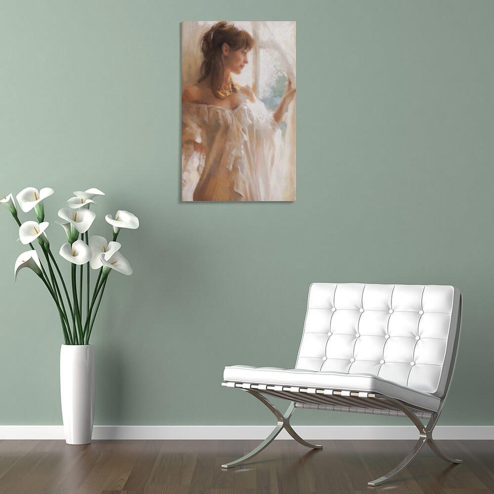 Generic Vicente ROMERO At The Window Catherine La Rose Poster Artworks Picture Frame Print Poster Wall Art Painting Canvas Gift Decor Home 08x12inch(20x30cm)