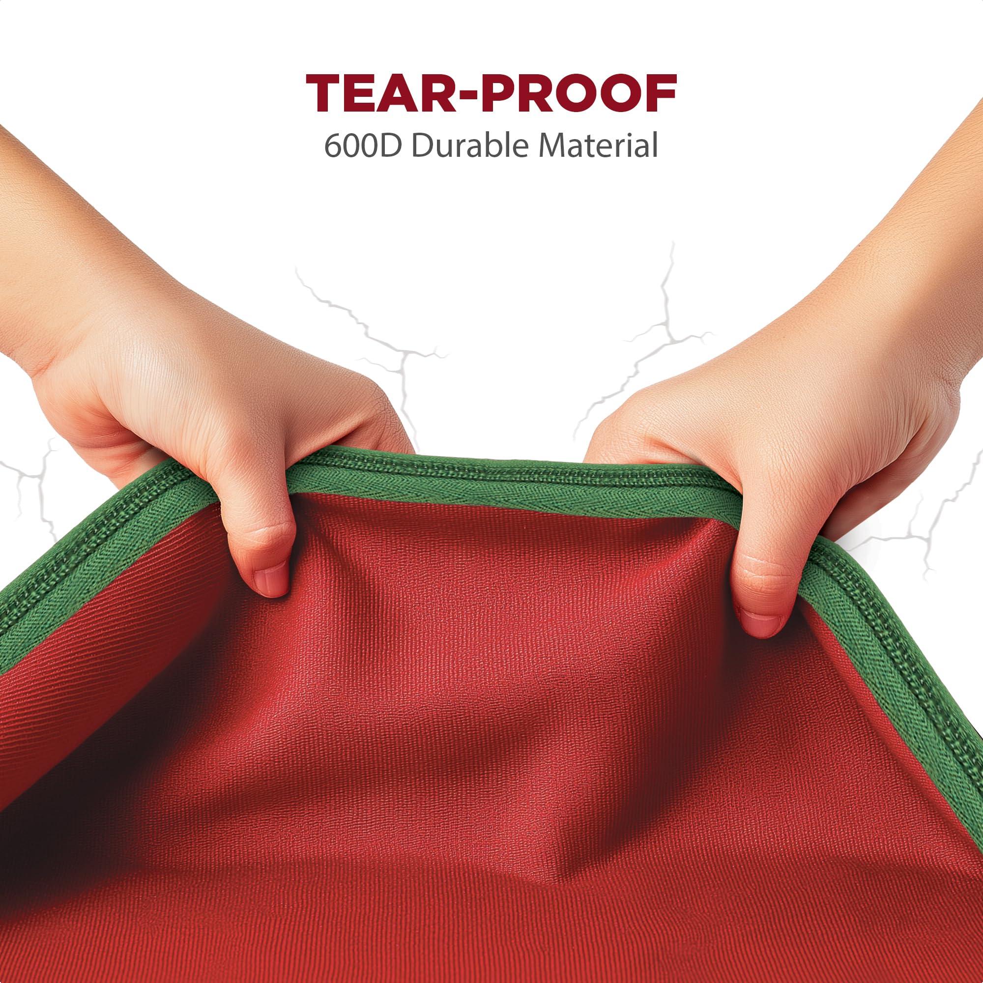 HOLDN STORAGE Christmas Extra Large Ornament Storage Container - Box Stores Up to 48 6 Ornaments With 4 Individual Trays -Heavy Duty 600D Tear Resistant Material, Zippered, Adjustable Dividers.