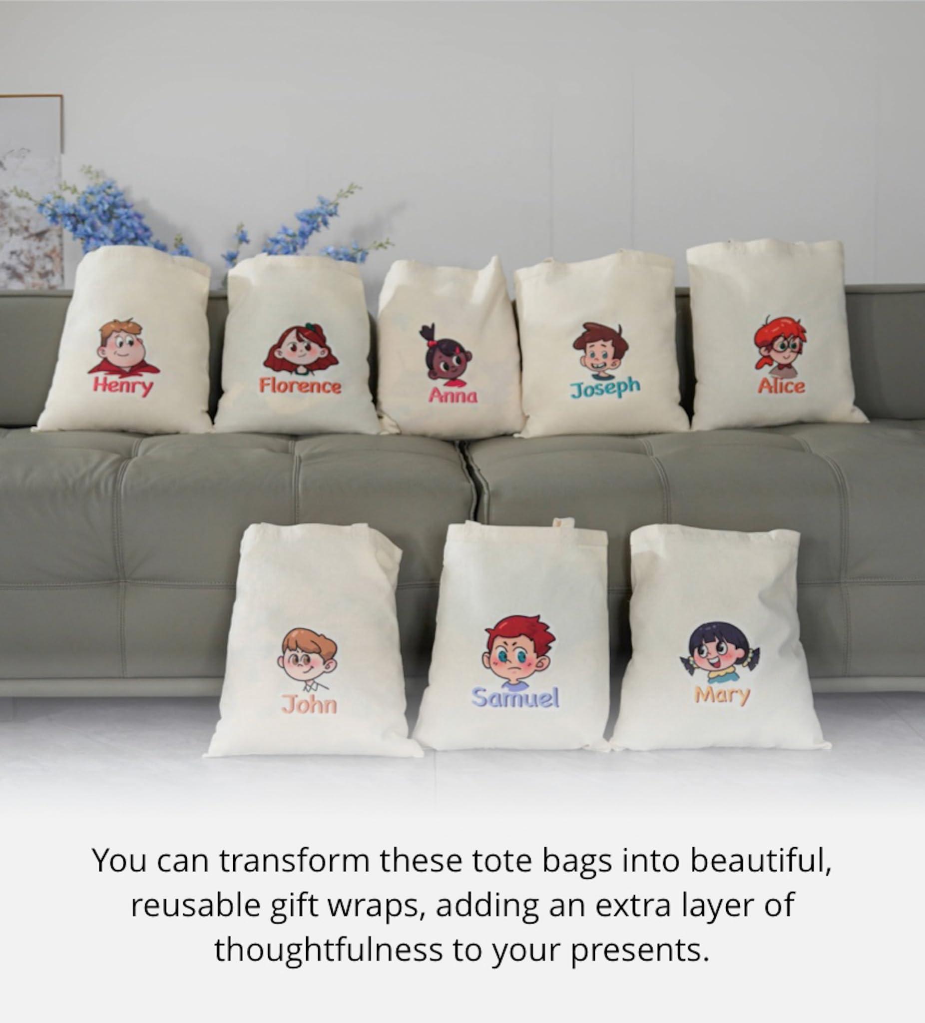 Phicorn Phicorn Blank Canvas Tote Bags Bulk - 7oz 100% Cotton, 15\"x16\", Reusable Grocery Bags - Plain Tote Bag for Craft and Painting (24-Pack)