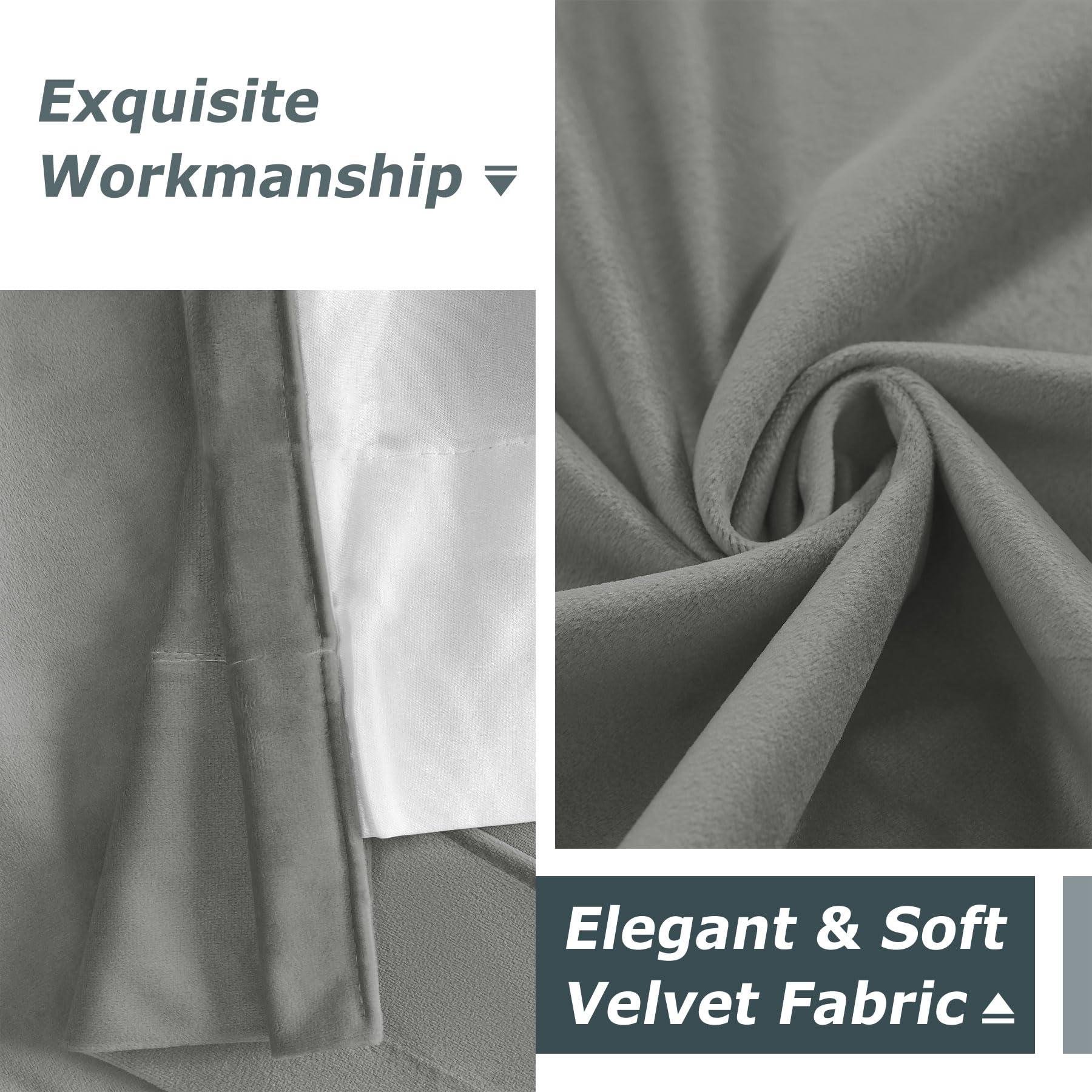 Frelement Frelement 250 Inches Extra Wide Curtains Luxury Velvet Blackout Curtains Insulated Drapes for Movie Theater Room Divider Drapes Privacy Flat Hooks Drapes, 250" W x 102" L, 2 Panels, Grey