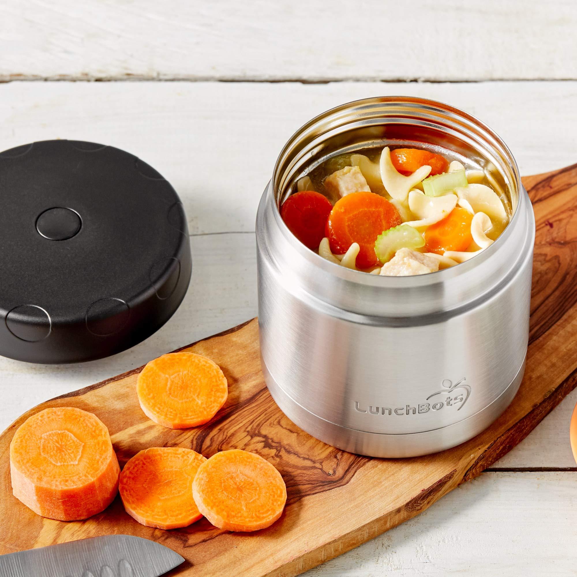 LunchBots LunchBots 16oz Thermos Stainless Steel Wide Mouth - Insulated Thermos With Vented Lid - Keeps Food Hot or Cold for Hours - Leak-Proof Portable Thermal Food Jar is Ideal for Soup - 16 ounce - Black