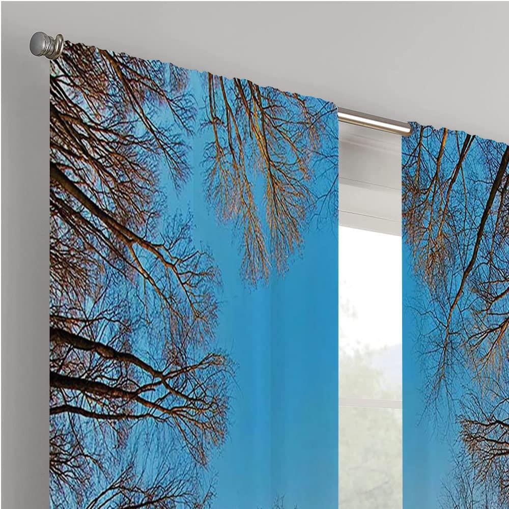 LIGUTARS Shading Curtain, Forest Decor Window Curtains Bedroom Short, Leafless Crown of Trees with Clear Air Harmonic, Camouflage Curtains, 72 x 108 Inch, Curtain Panels For Living Room Bedroom, Brown