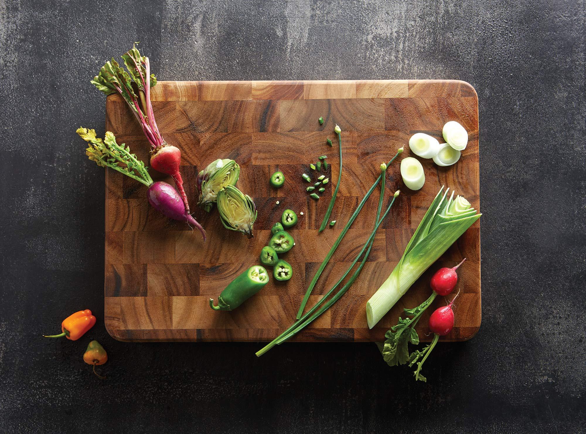 Ironwood Gourmet Ironwood Gourmet Large End Grain Prep Station Acacia Wood Cutting Board, 14 x 20-Inch, Brown