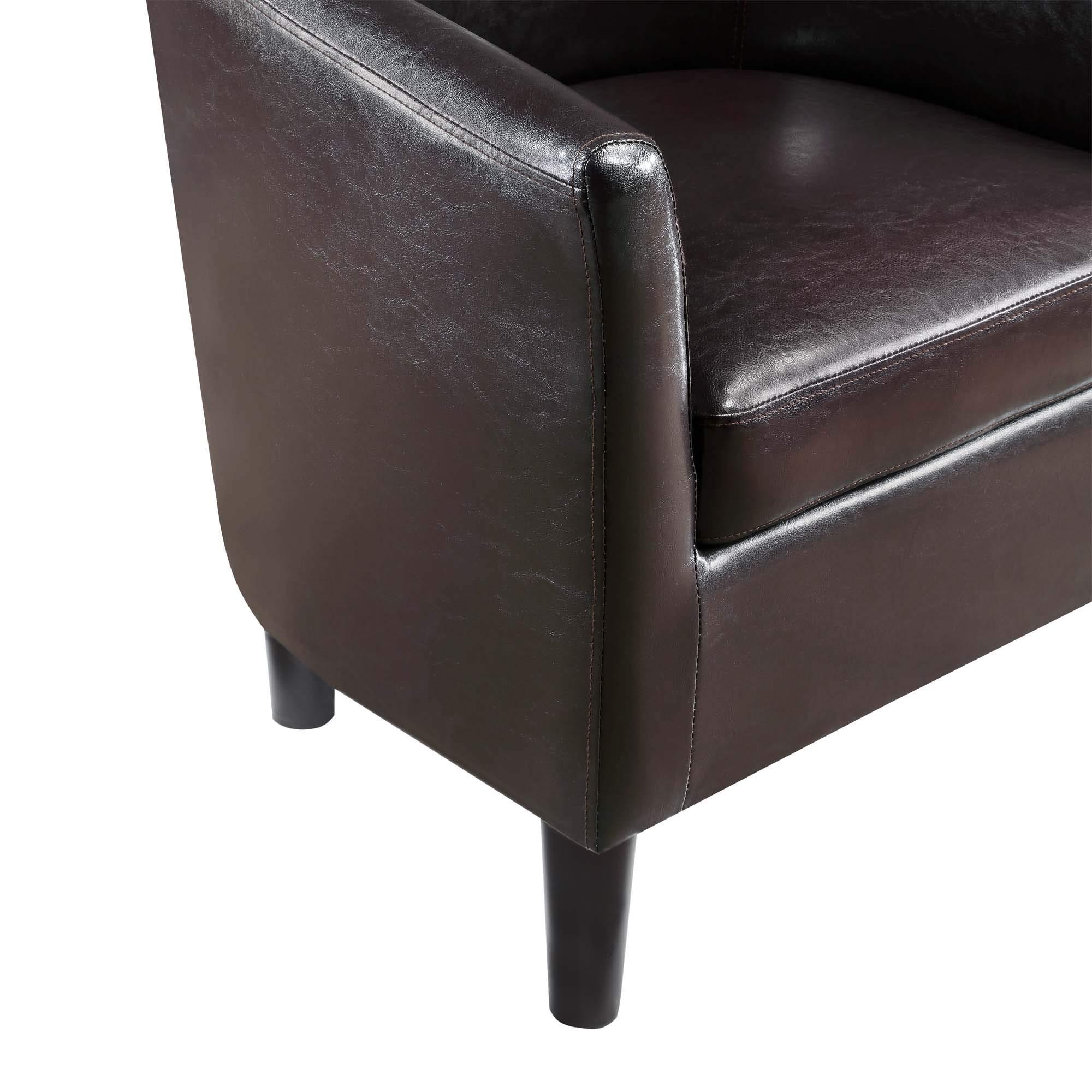Convenience Concepts Convenience Concepts Take a Seat Churchill Accent Chair with Ottoman, Espresso Faux Leather