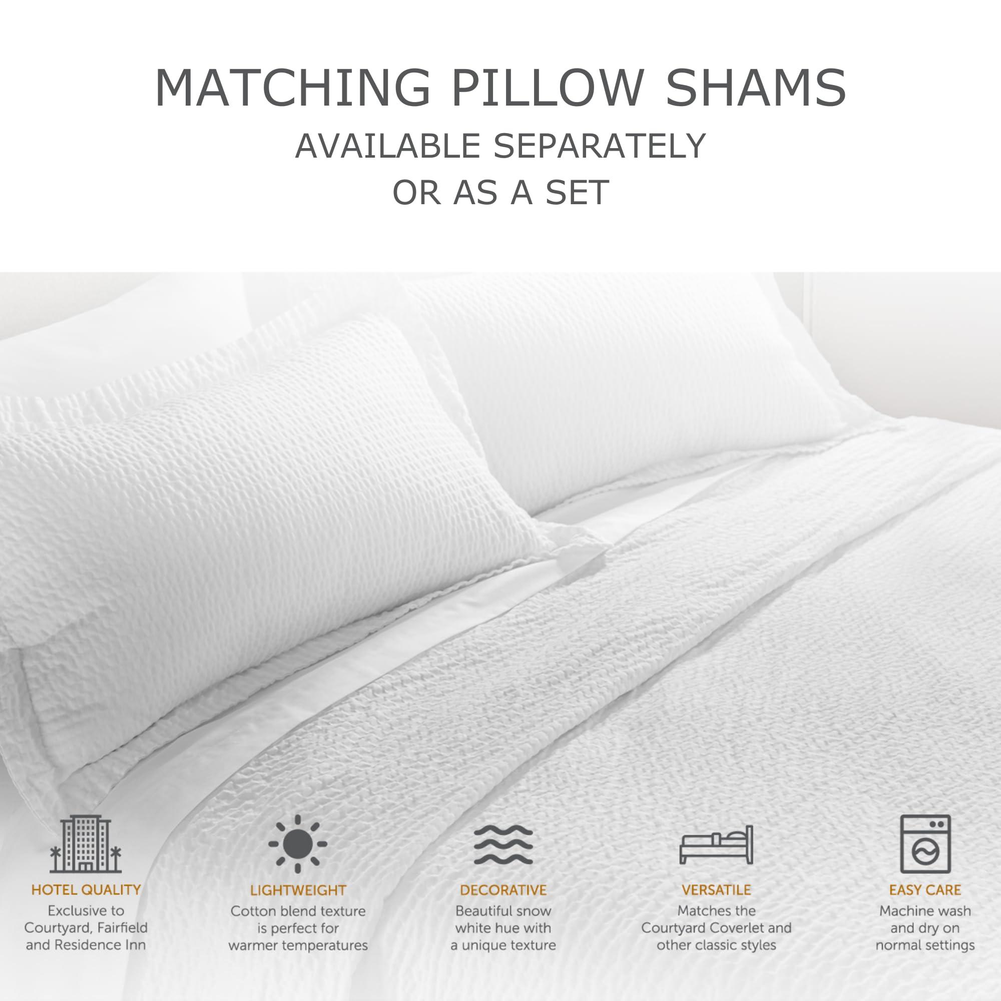 Courtyard by Marriott Courtyard by Marriott Textured Coverlet - Lightweight Coverlet with Wash-Activated Ripple Texture Exclusively for Courtyard - White - Queen, Perfect for Warmer Temperatures, Breathable