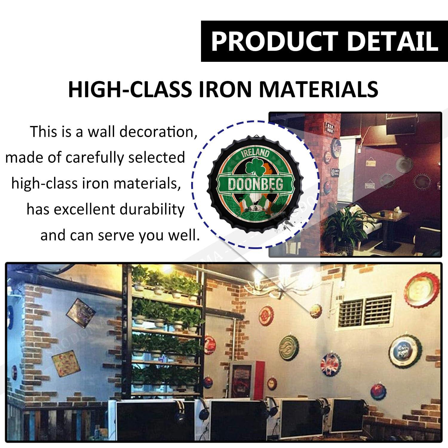 SAODOMA Doonbeg, Ireland - Irish Flag - Irish Pub Bar Sign - 14\'\' Ireland City Decorations - Novelty Street Signs - Metal Bottle Cap Sign, Retro Man Cave Bar Wall Decor