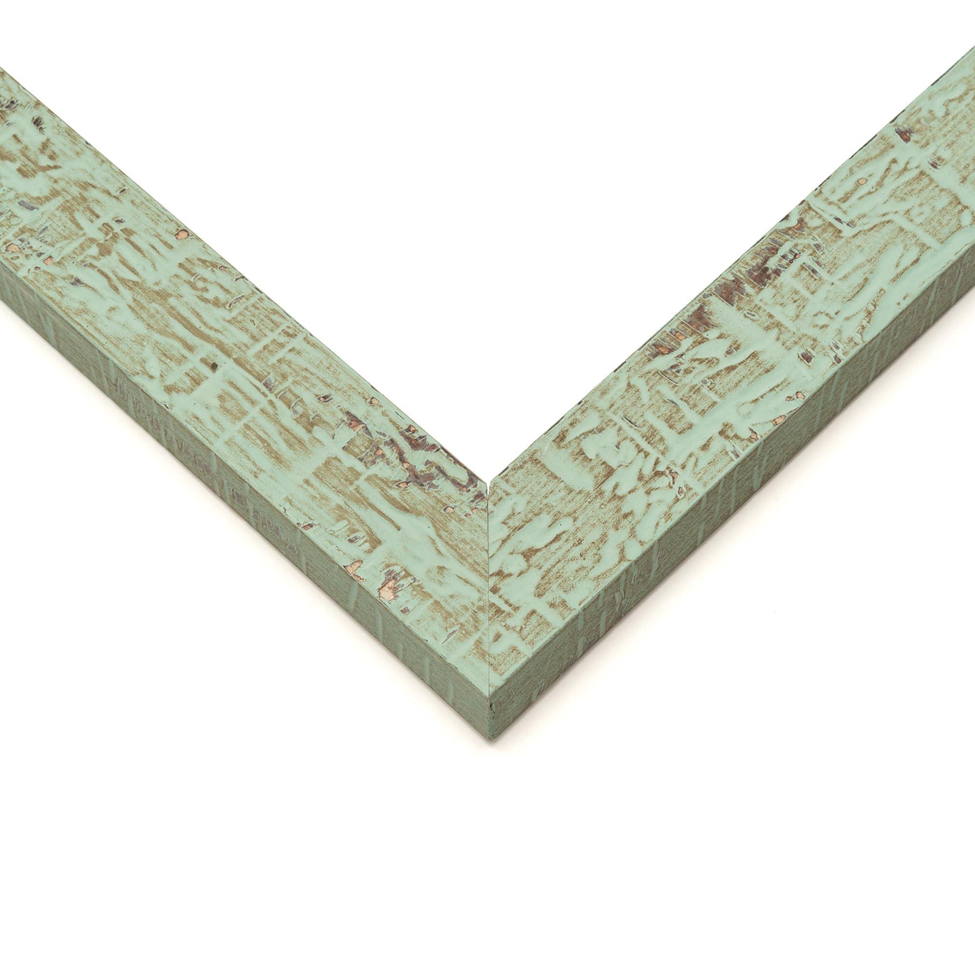 CustomPictureFrames.com 11x18 Frame Green Solid Wood Picture Frame Width 1.125 Inches | Interior Depth 0.5 Inches | Frazer Bohemian Photo Frame Complete with UV Acrylic, Foam Board Backing & Hanging Hardware