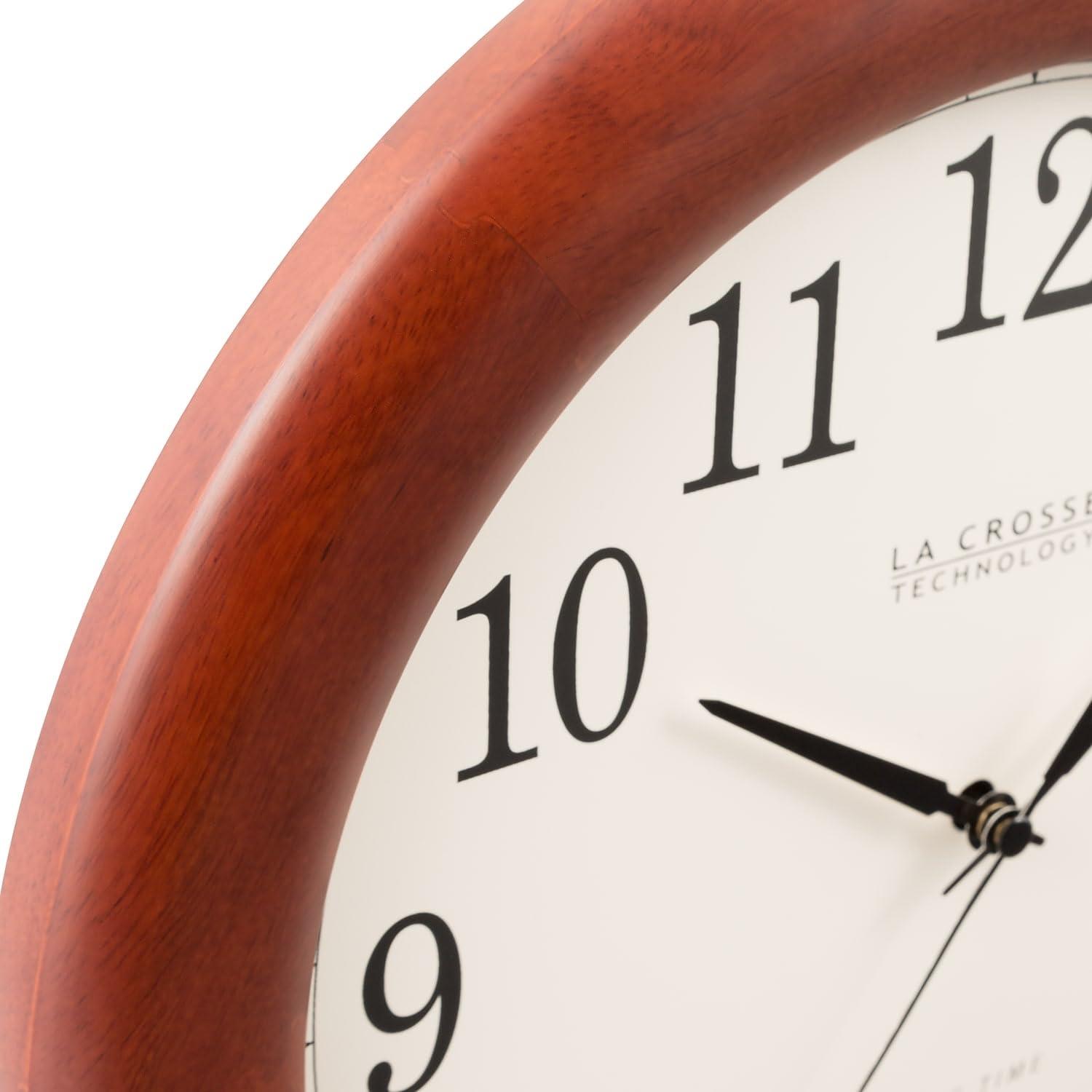 La Crosse Technology La Crosse Technology 12.5 Inch Cherry Wood Atomic Analog Clock (WT-3122A-INT)
