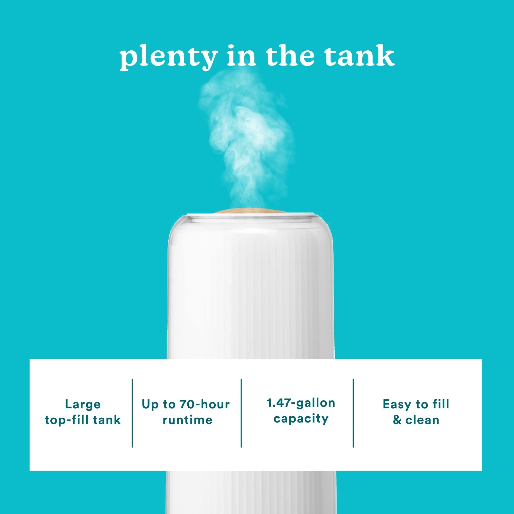 Homedics Homedics Ultrasonic Humidifier - Large Deluxe Air Humidifiers for Bedroom, Plants, Office - Top-Fill 1.47-Gallon Tank, Cool Mist, Essential Oil Pads and Built-In Timer, 3 Speed Settings, White