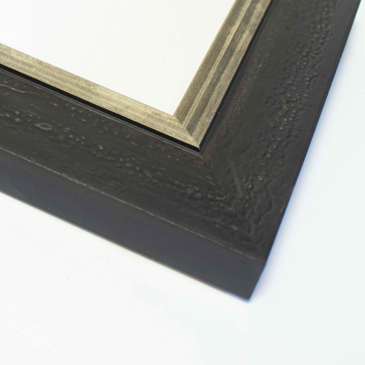 CustomPictureFrames.com 14x20 Frame Black & Gold Solid Wood Picture Frame Width 1.75 Inches | Interior Depth 0.5625 Inches | Nestor Traditional Photo Frame Complete with UV Acrylic, Foam Board Backing & Hanging Hardware