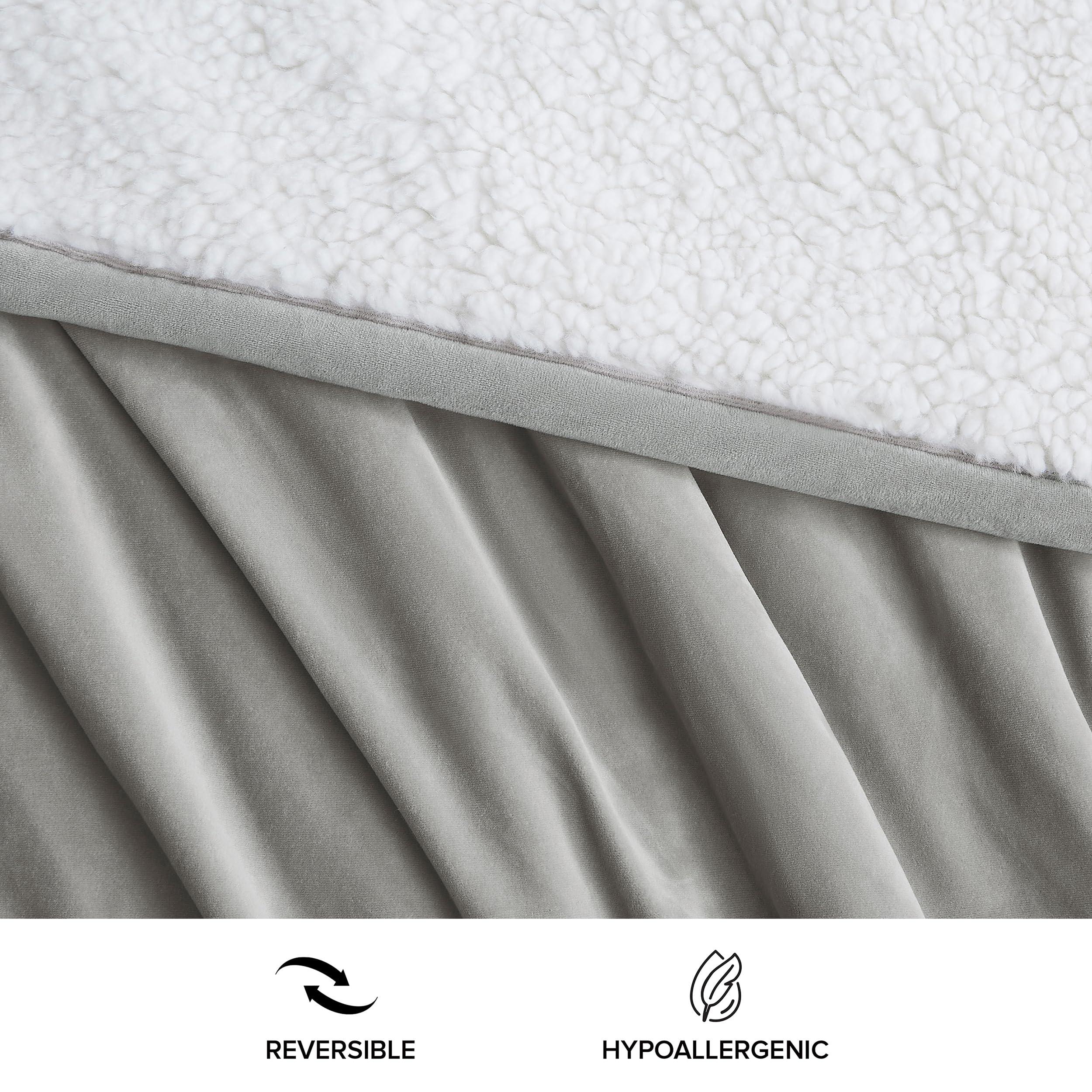 UGG UGG Bliss Throw Blanket Plush Soft Fleece Fluffy Blankets for Bed or Couch Oversized Warm Reversible Machine Washable Medium Weight Home Decor Giftable Throw, 50-inch x 70-inch, Seal Grey