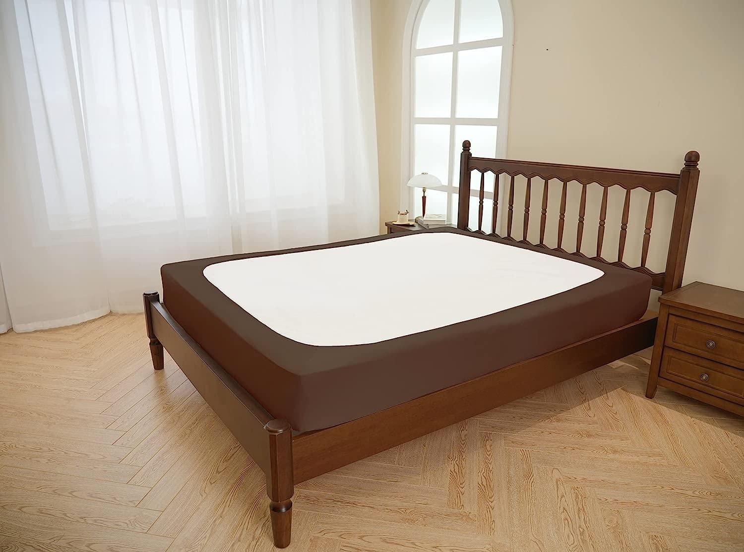 Luxora Bedding Luxora Bedding Box Spring Cover Twin Size Premium Elastic Wrap Around,Alternative for Bed Skirt,Extremely Stretchy,Wrinke Resistant,Fits Box Springs up to 14 Chocolate