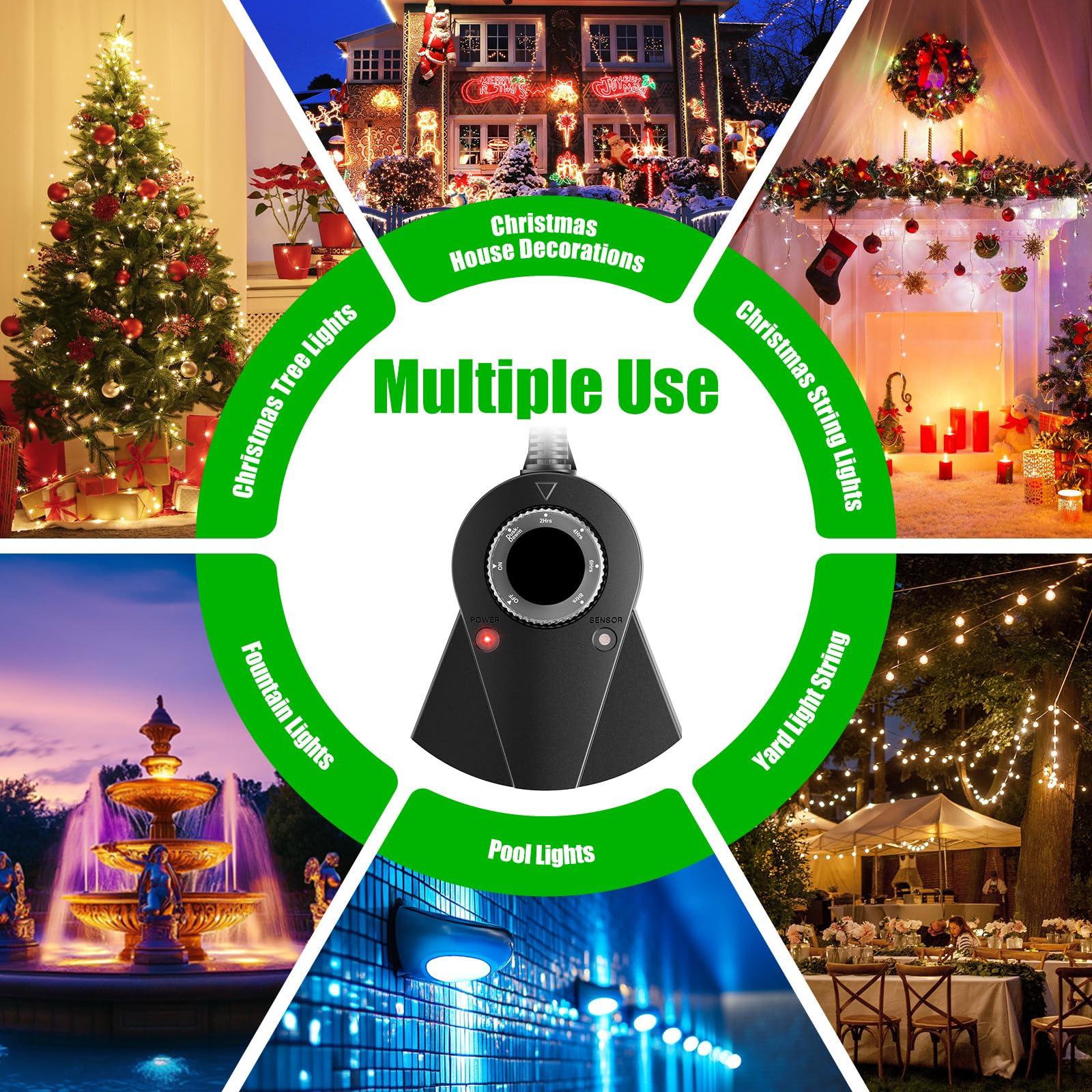 Brightown Outdoor Light Timer Waterproof, 24 Hours Plug in Timer with 2, 4, 6 or 8 Hours Countdown Mode, 3 Grounded Electrical Outlet for Outdoor Backyard Garden Patio Lights