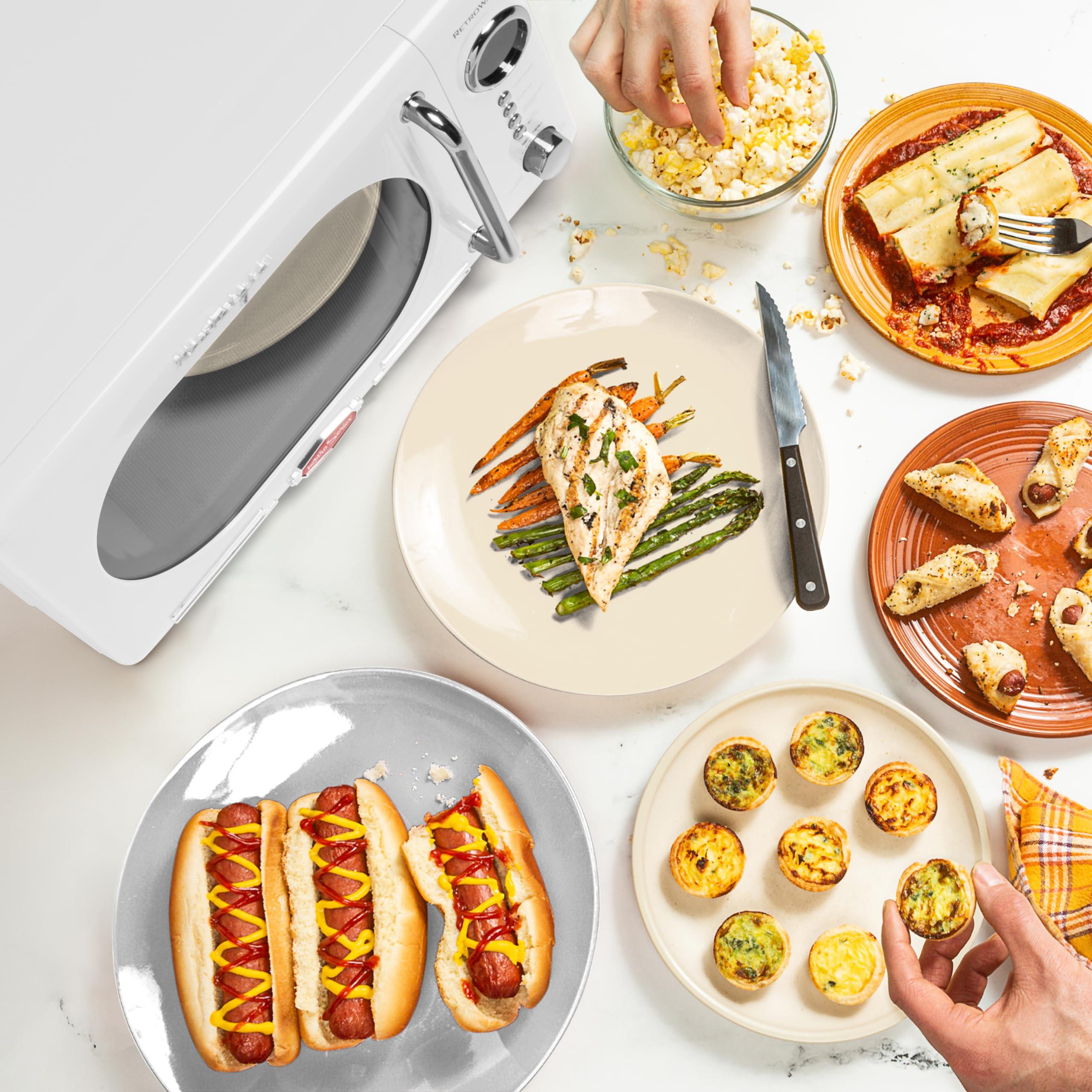 Nostalgia Nostalgia Retro Compact Countertop Microwave Oven - 0.7 Cu. Ft. - 700-Watts with LED Digital Display - Child Lock - Easy Clean Interior - White