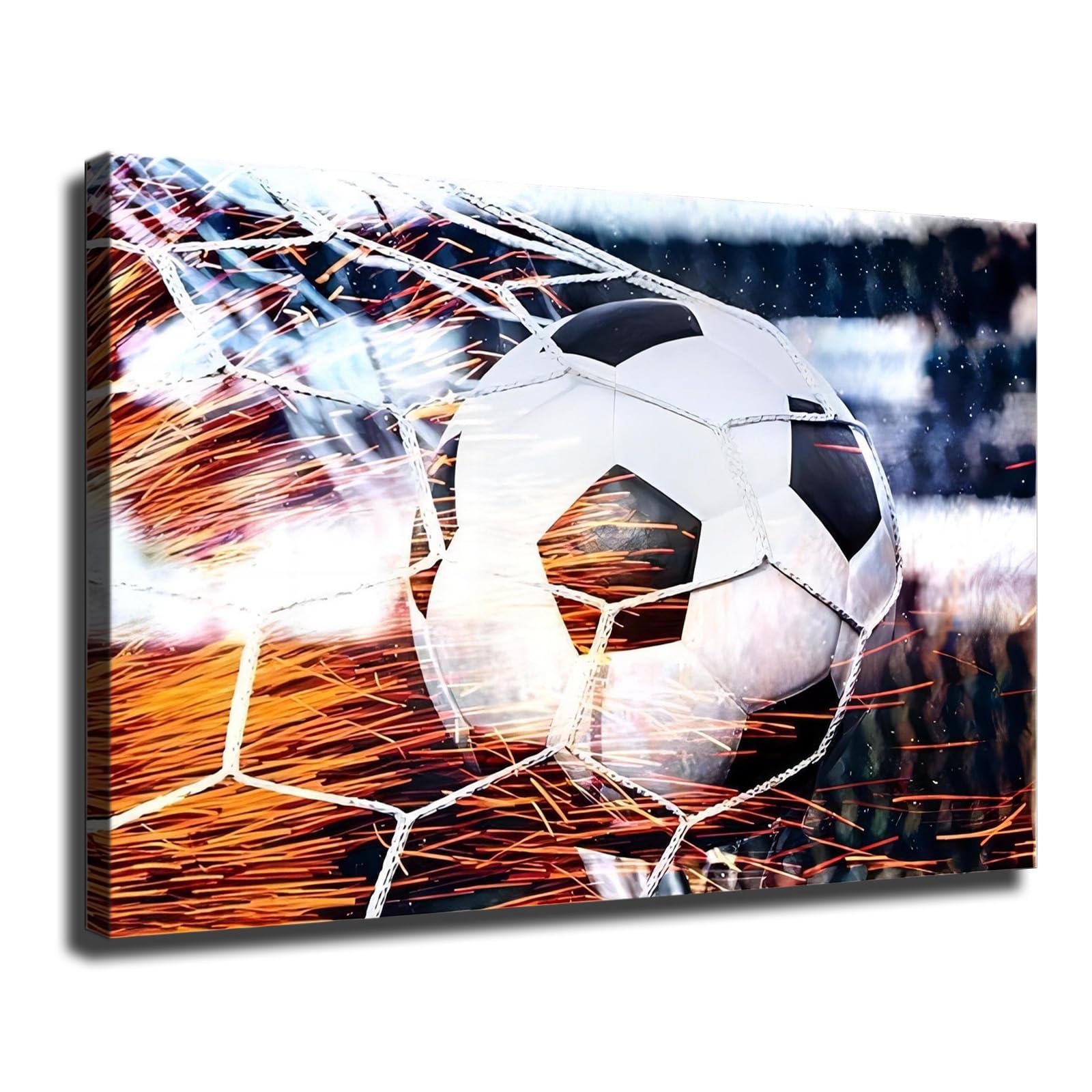 ZofTig Red Glitter Football Pool Goal Gift for Home Wall of People Who Love Sports Poster Canvas Wall Art Picture Print Modern Home Bedroom with Frameless Decor (Framed,2436inch)