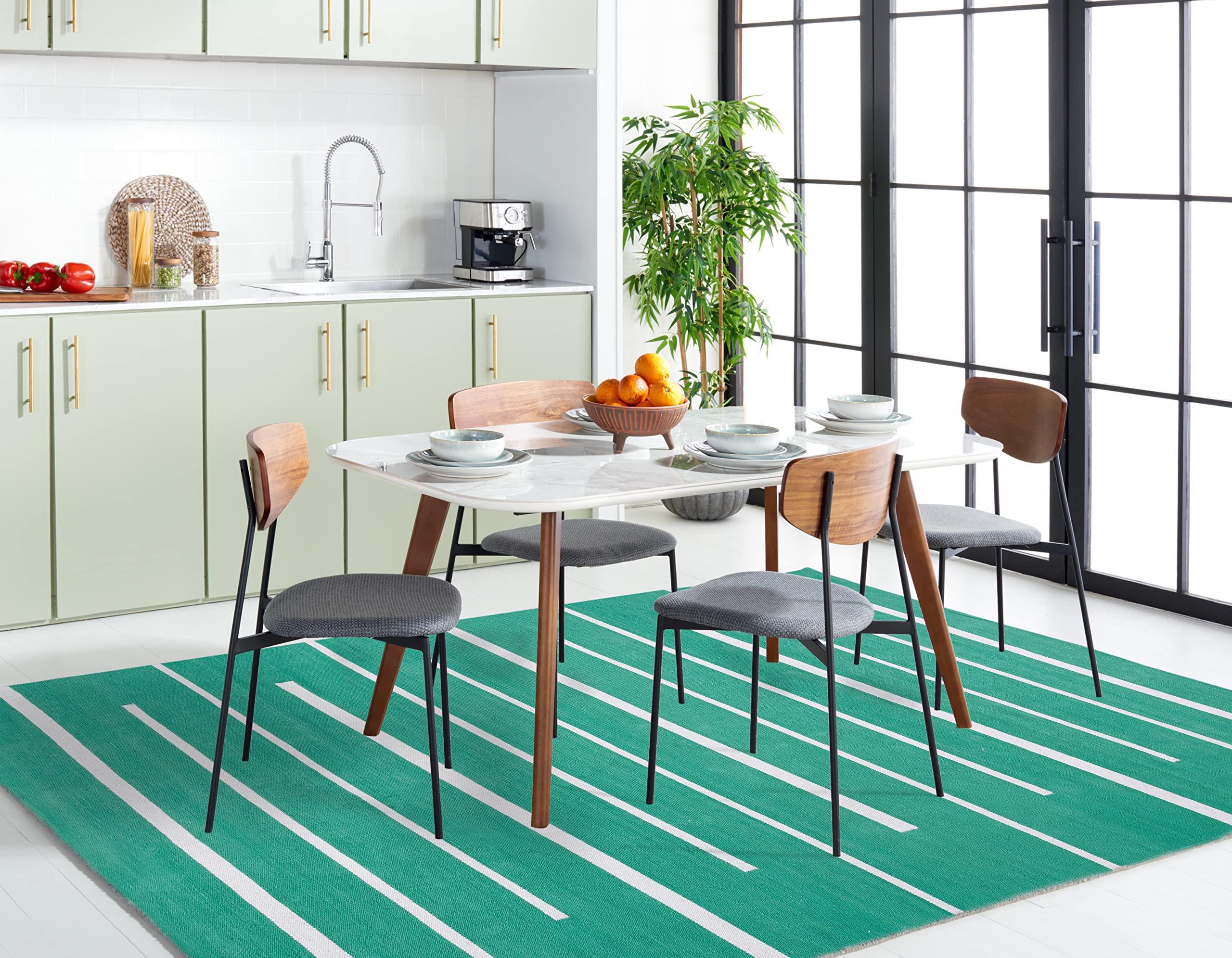 Safavieh SAFAVIEH Montauk Collection Area Rug - 6' x 9', Dark Green & Ivory, Handmade Flat Weave Boho Farmhouse Cotton Modern Stripe, Ideal for High Traffic Areas in Living Room, Bedroom (MTK311Y)