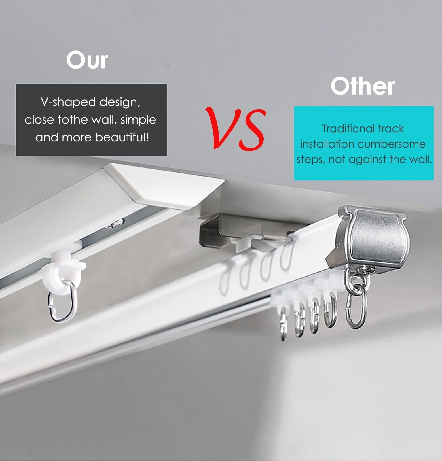 SRNSAEB SRNSAEB 4-20 Ft Long Curtain Track Ceiling Mount, Aluminum Curtain Rail/Privacy Room Divider for Balcony/Bay Window/Hotel/Office (Color : Black, Size : 122cm/4ft)