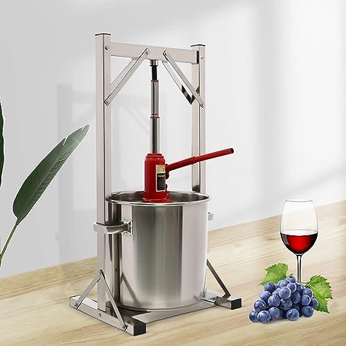 Gagalayong Gagalayong 22L Fruit Wine Press, Stainless Steel Cider Press with Hydraulic for Cider, Grape Wine Making Supplies and Equipment (Red) (red)