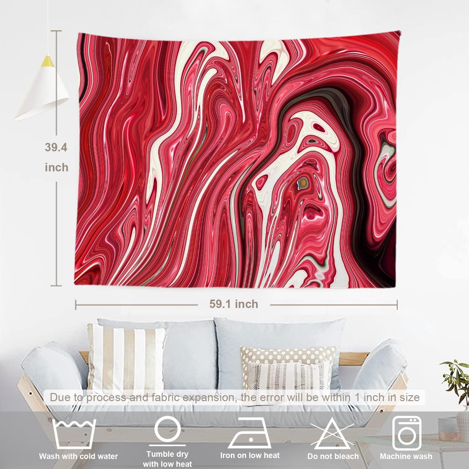BaoNews BaoNews Red Abstract Marble Tapestry,Art Texture Abstract Large Wall Hanging Polyester Tablecloths Tapestry Bedroom Room Living Room Dorm 39.4 x 59.1 Inches