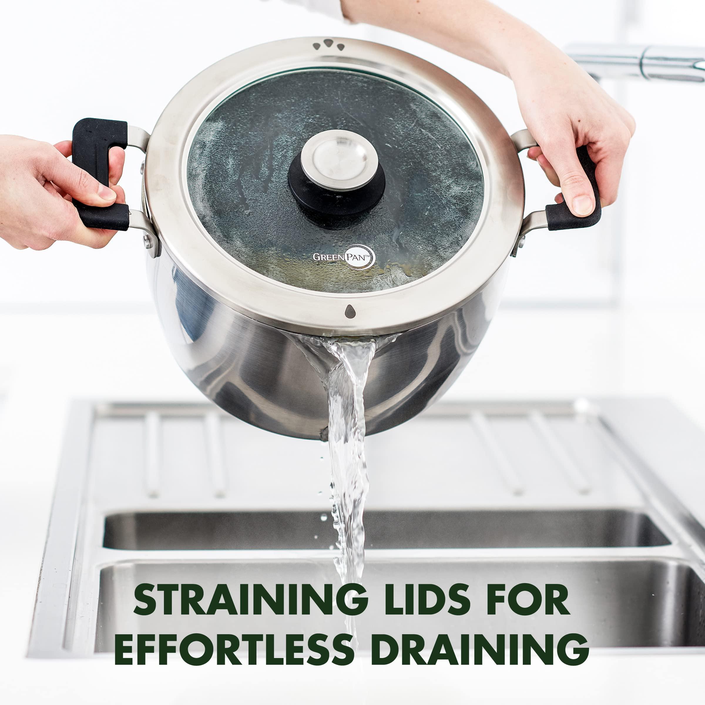 GreenPan GreenPan Levels Stackable Hard Anodized Healthy Ceramic Nonstick, 6 Piece Pots and Pans Cookware Set PFAS-Free, Dishwasher Safe, Black