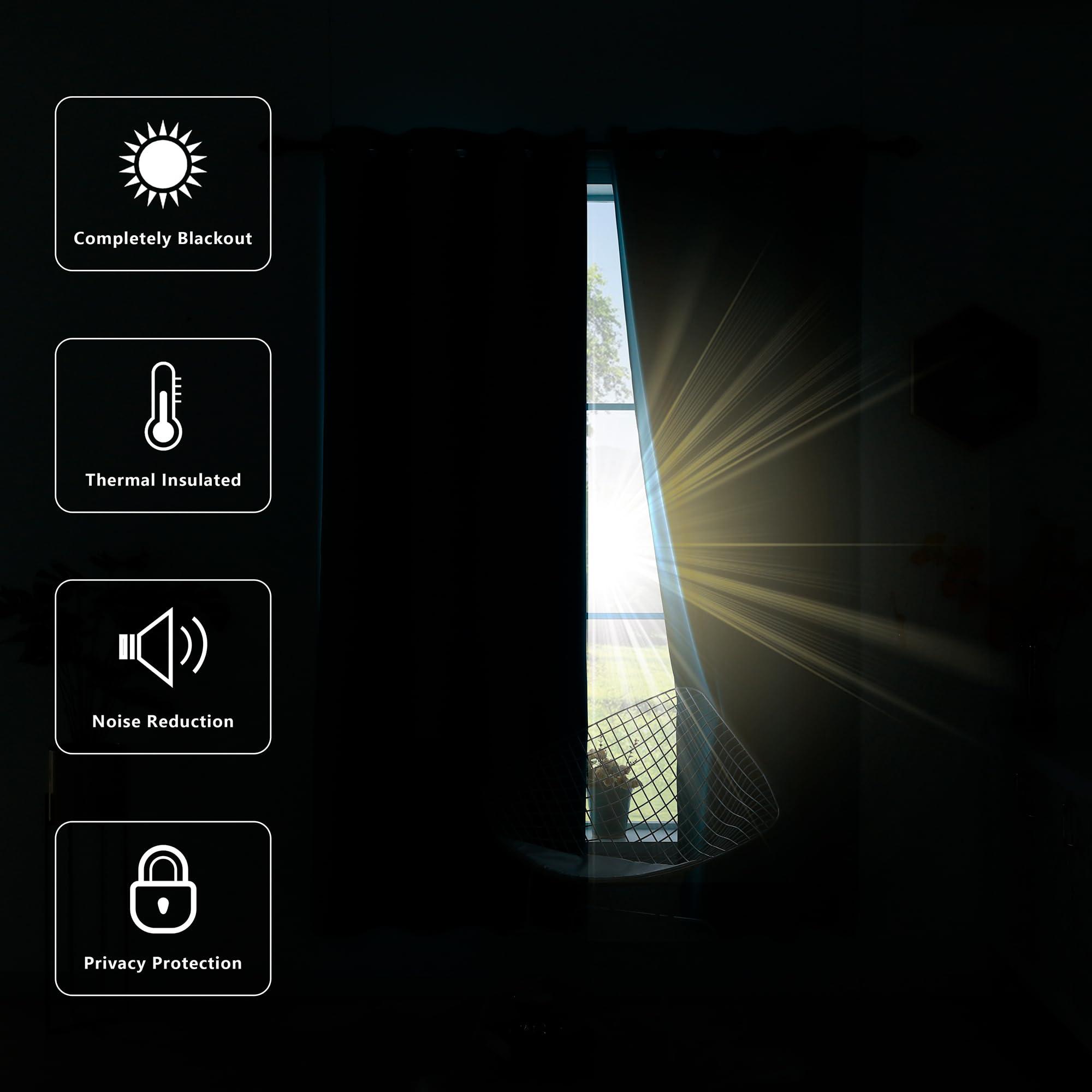 KOUFALL KOUFALL 48 Inch Curtains Length,Room Darkening 60-70% Blackout Black Out Heat Light Blocking Short Drapes for Kitchen,Cream Beige