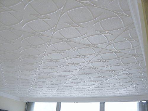 Euro-Deco Ceilings, Inc. Styrofoam Glue Up Ceiling Tiles White 20x20 R23W Pack of 8