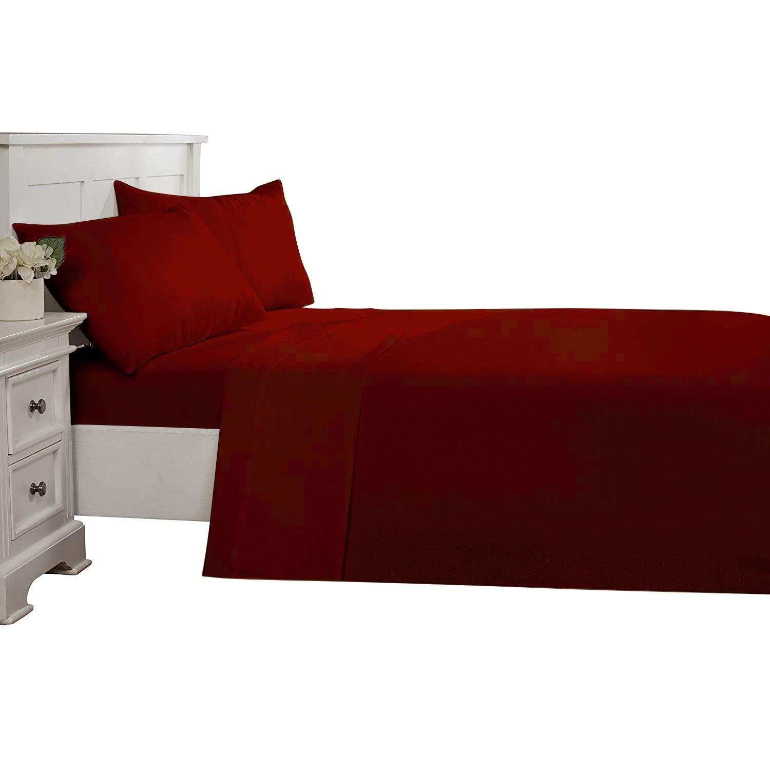 Ashley Mills Ashley Mills 100% Egyptian Cotton 4Pcs Sheets Set TwinXL 800 Thread Count 18\" Deep Pocket Luxury Super Soft Hotel Class TwinXL Size Bed Sheets - Burgundy Solid