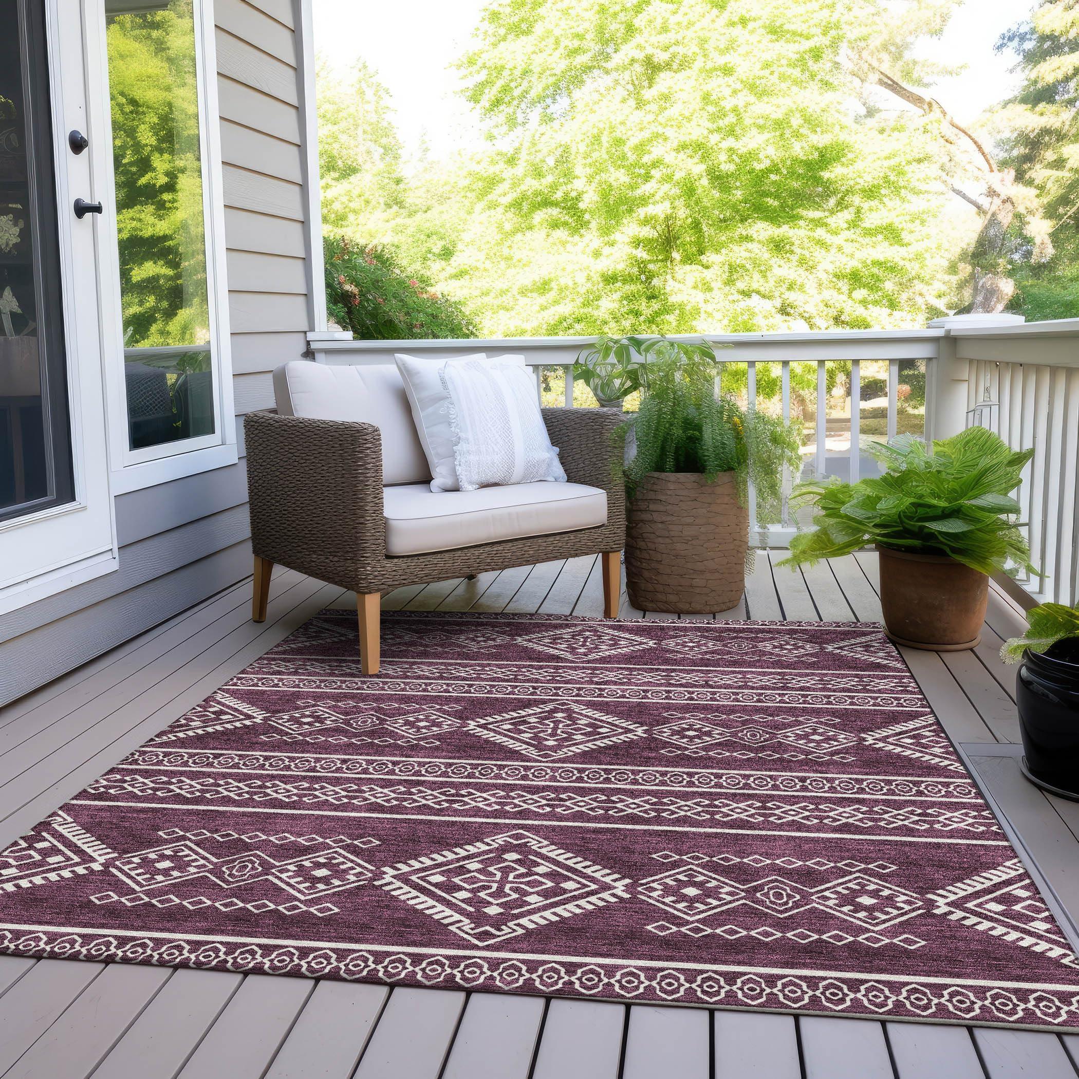 Addison Rugs Addison Rugs Chantille ACN901 Eggplant 10' x 14' Indoor/Outdoor, Machine Washable, Easy Clean, Non Shedding, Bedroom, Living Room, Dining Room, Kitchen, Patio Rug