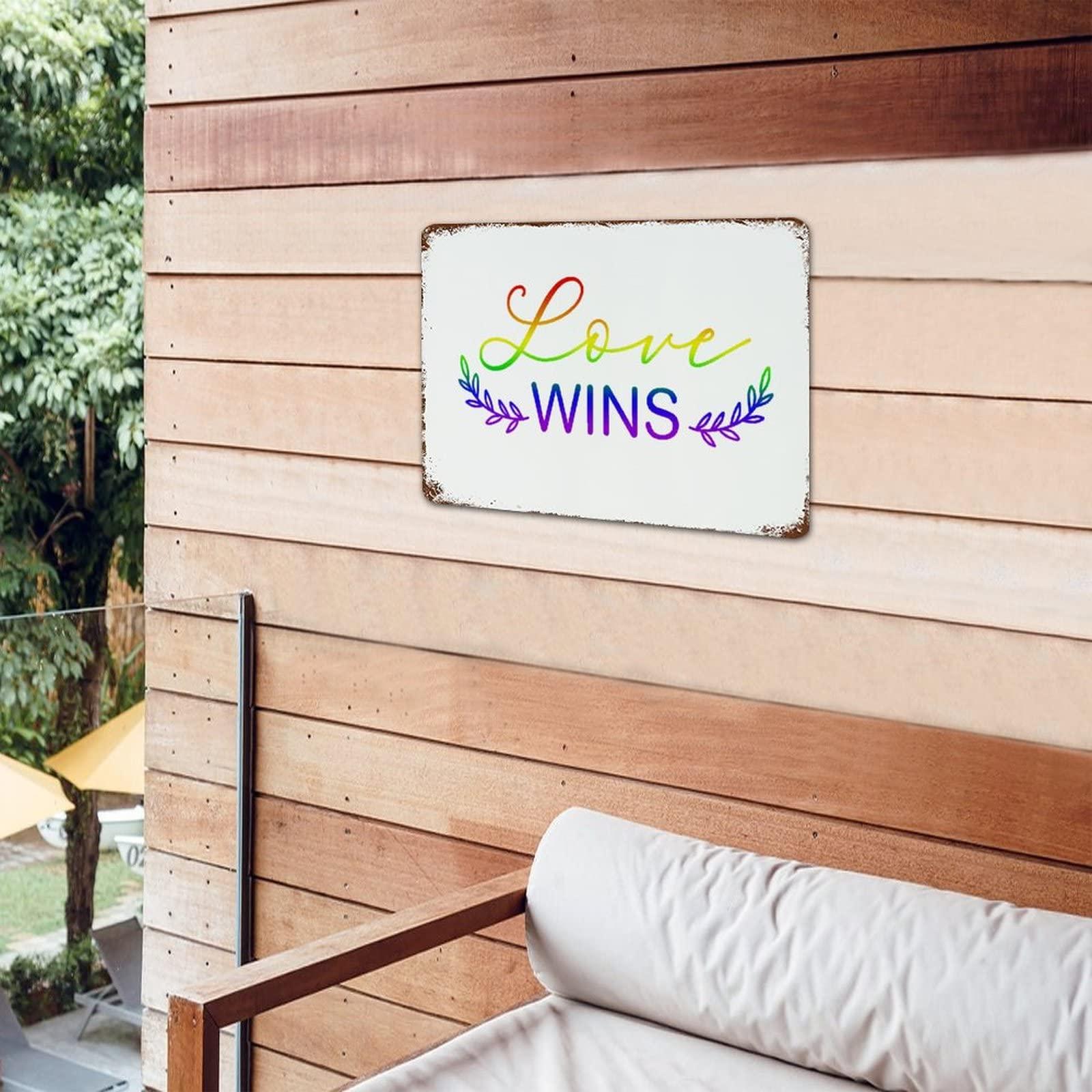 Generic Customized Metal Signs Love Wins Home Decor Terrace Indoor Outside LGBT Festivals Party Metal Sign 10x14 Inch