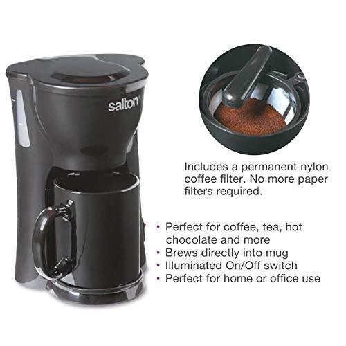 Salton Salton 1 Cup Mini Compact Drip Coffee Maker, 10 Oz, Black