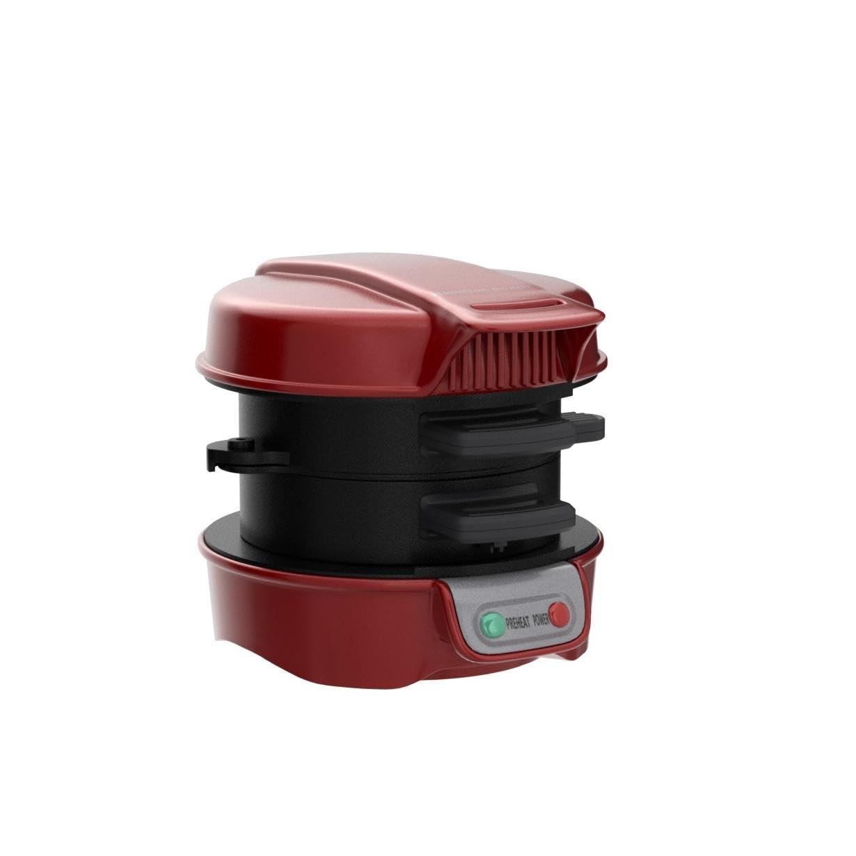 Hamilton Beach Hamilton Beach Breakfast Sandwich Maker with Egg Cooker Ring, Customize Ingredients, Perfect for English Muffins, Croissants, Mini Waffles, Perfect White Elephant Gifts, Red (25476)