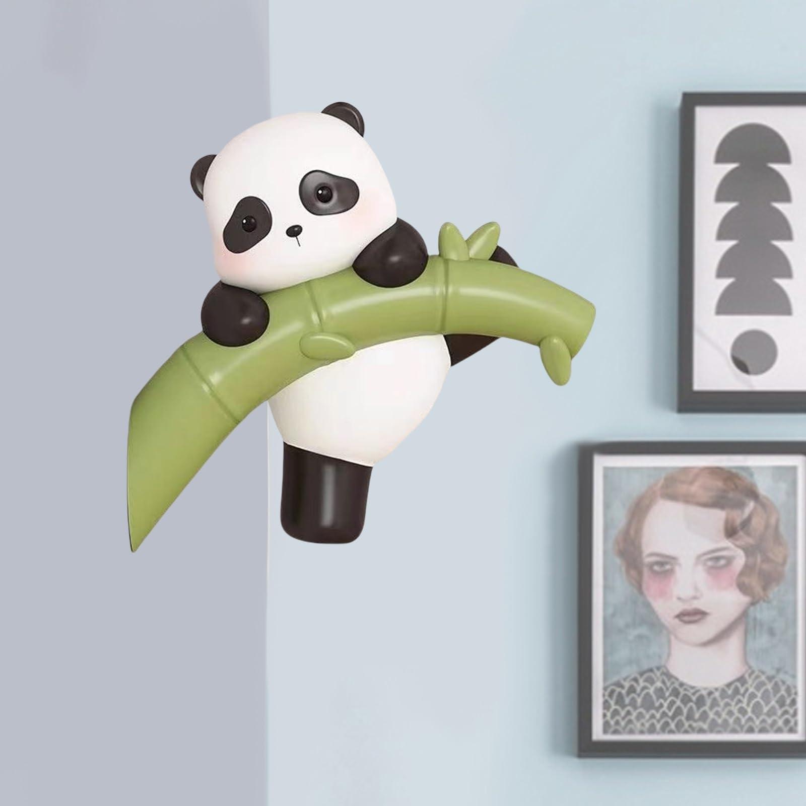Whbbbj Whbbbj Panda Bamboo Wall Decoration, Panda Bamboo Wall Hanging Sculpture, Creative Panda Wall Decor, Panda Bamboo Staue Ornament, Modern Resin Panda Statues, for Room Bedroom Wall Decoration Pendant