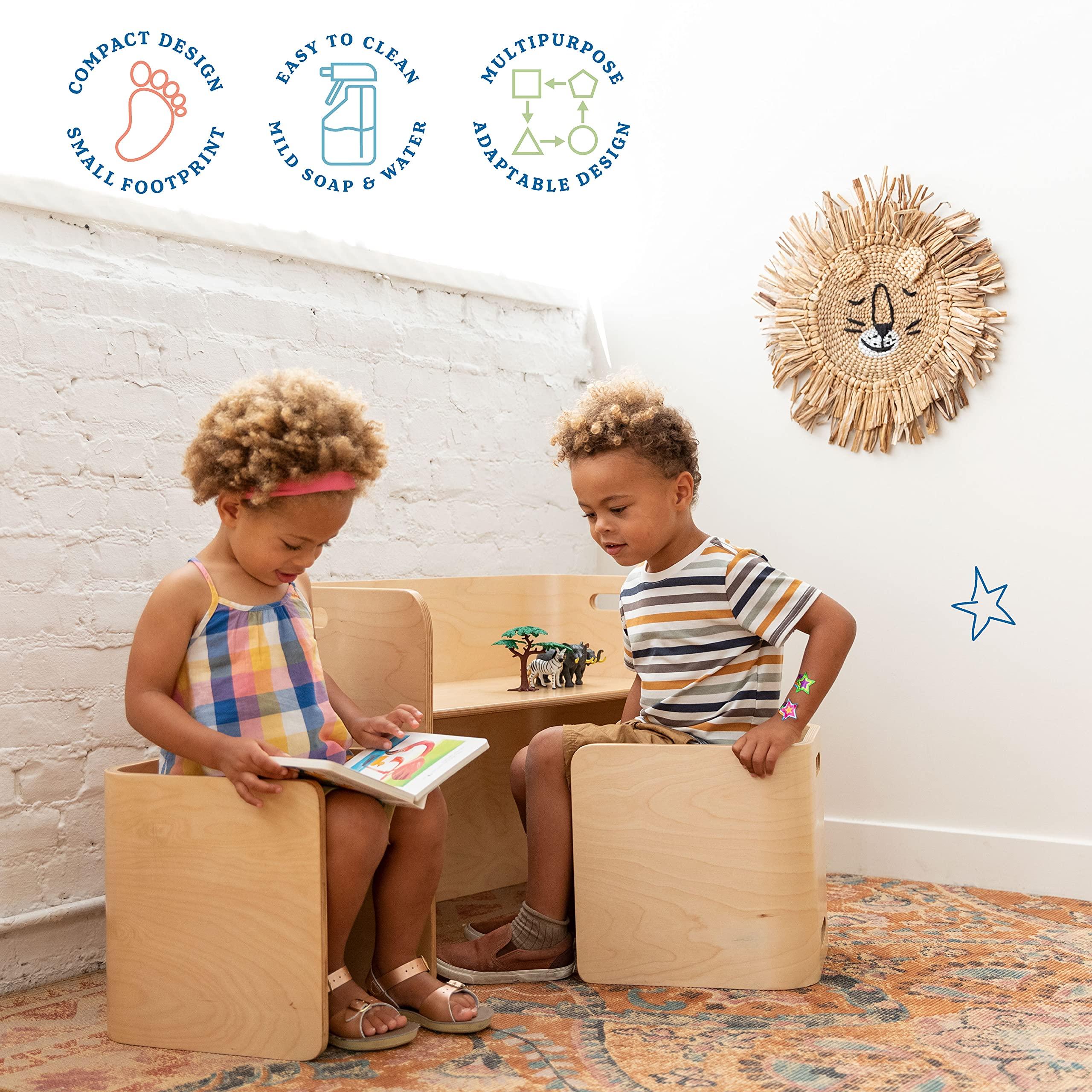 ECR4Kids ECR4Kids Bentwood Multipurpose Table and Chair Set, Kids Furniture, Natural, 3-Piece