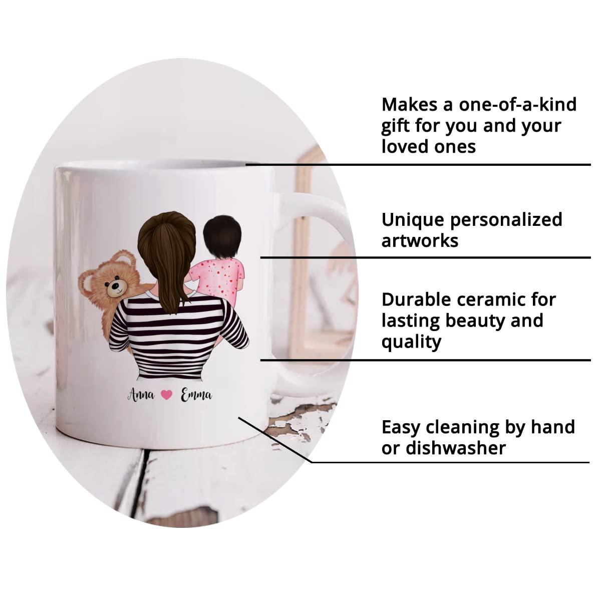 Gossby GOSSBY Personalized Custom Mug (Mom and Small Girl) Happiness is being a Mom Mothers Day Mug for Mom from Daughter Son, Personalized Mom Mug, Custom Mothers Day, Gifts Mug from Daughter Christmas Birt