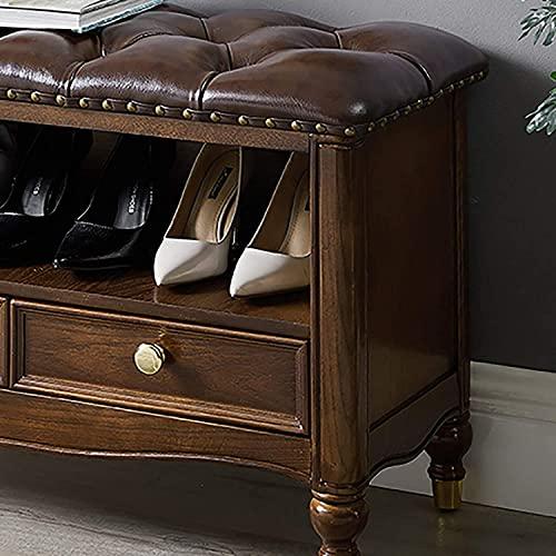 ORBATT Entryway Bench, Shoe Bench for Living Room, Shoe Storage Bench Shoe Bench Rack with Hidden Storage Compartment, Retro Fashion Wooden, for Dining Room Living Room (Color : Brown)