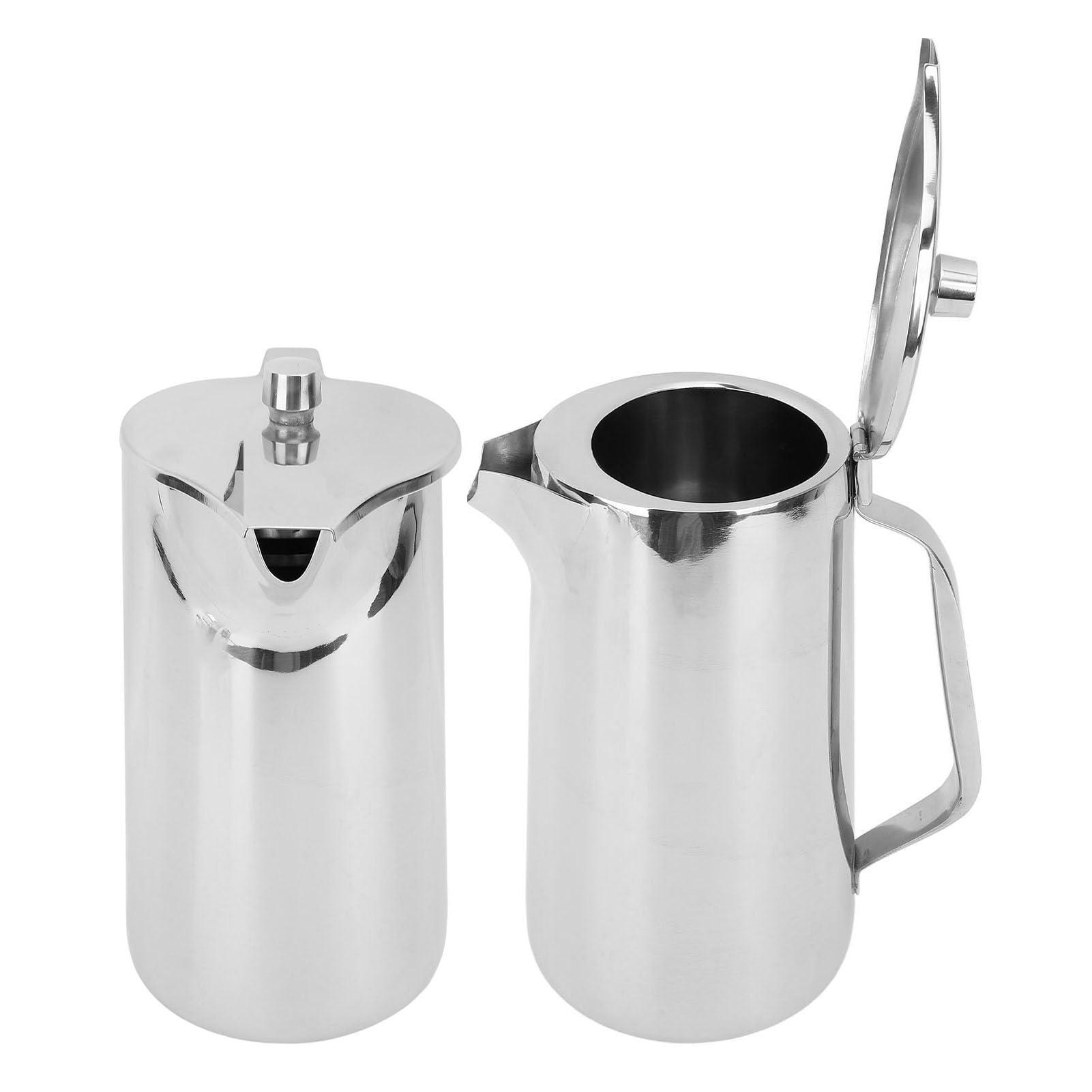 Zoeyilan Stainless Steel Pitcher with Handle, Stainless Steel Water Pitcher, Water Kettle with Lid, Stainless Steel Teapot, 2L Water Pitcher with Ergonomic Handle Juice Cold Beverage Jug