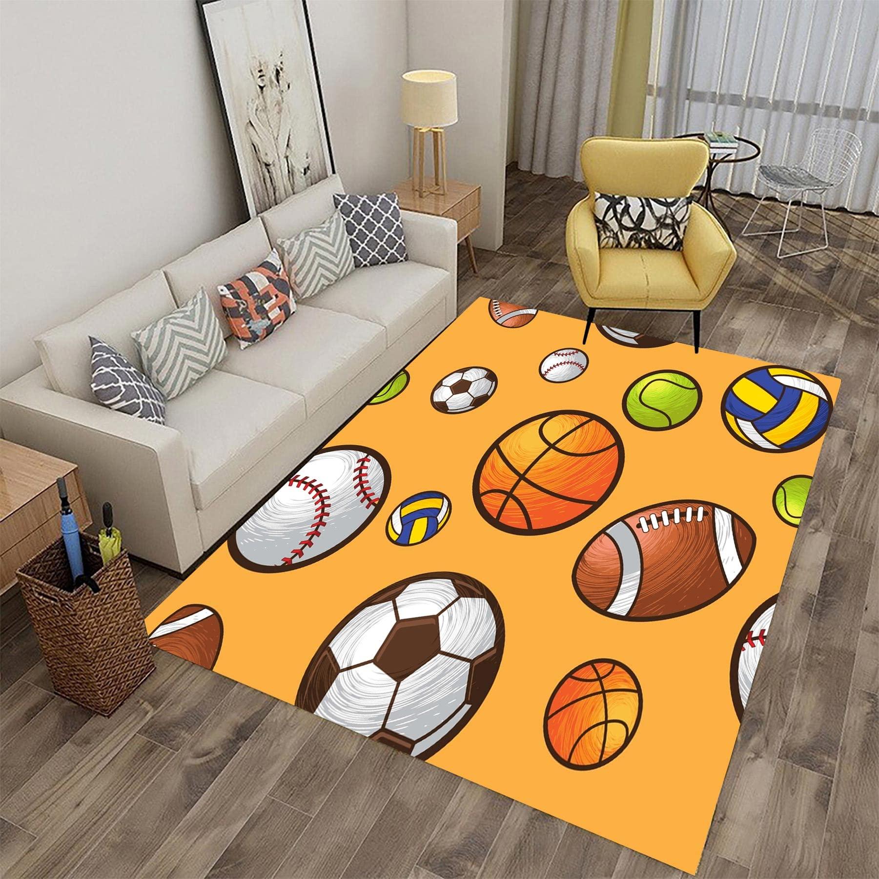Ocervd Ocervd Sport Style Football Basketball Rugby Tennis Area Rug Rugs for Living Room Bedroom 2x4ft