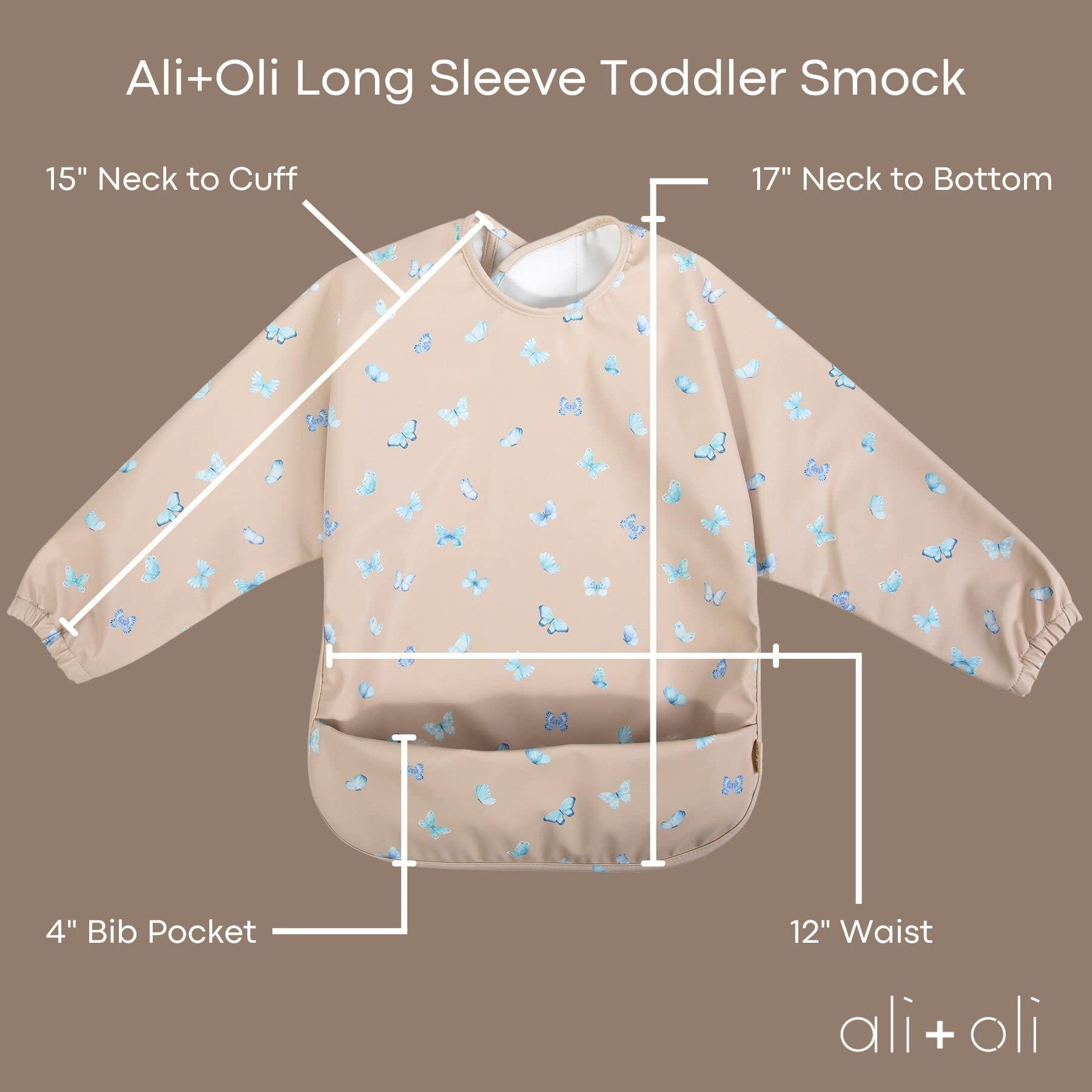 Ali+Oli Ali+Oli Bento Box (Rose) and Smock Bib (2-pk) Set (Butterfly, Blush) Back to School Bundle