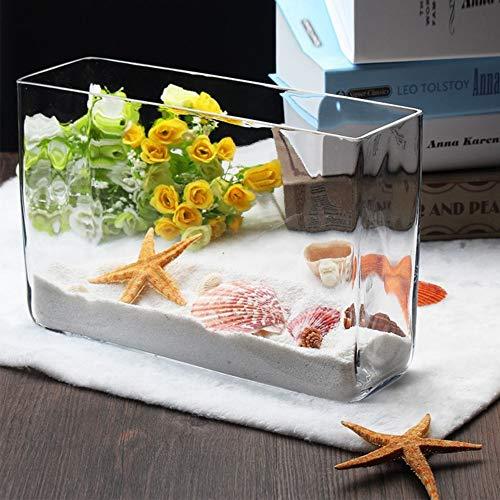 WGVI WGV Long Rectangle Block Vase, Width 3", Length 10", Height 7", Clear Glass Floral Container Wedding Party Event Home Office Decor, 1 Piece