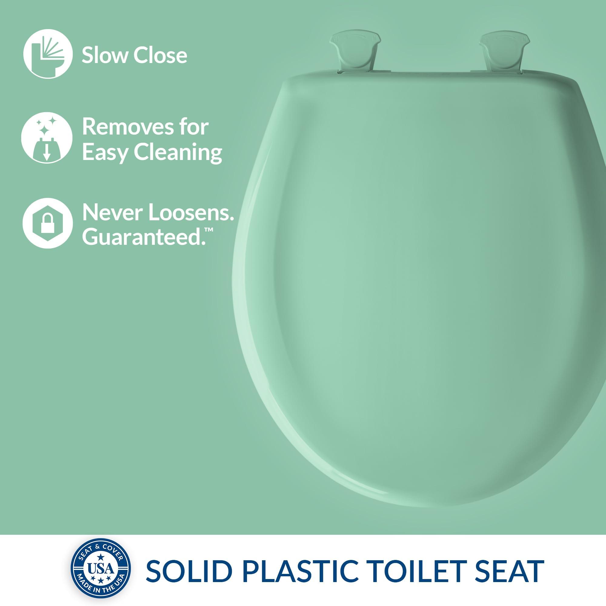 Bemis Bemis 200SLOWT 165 Will Slow Close, Never Loosen and Easily Remove Toilet Seat, Round, Mint Green