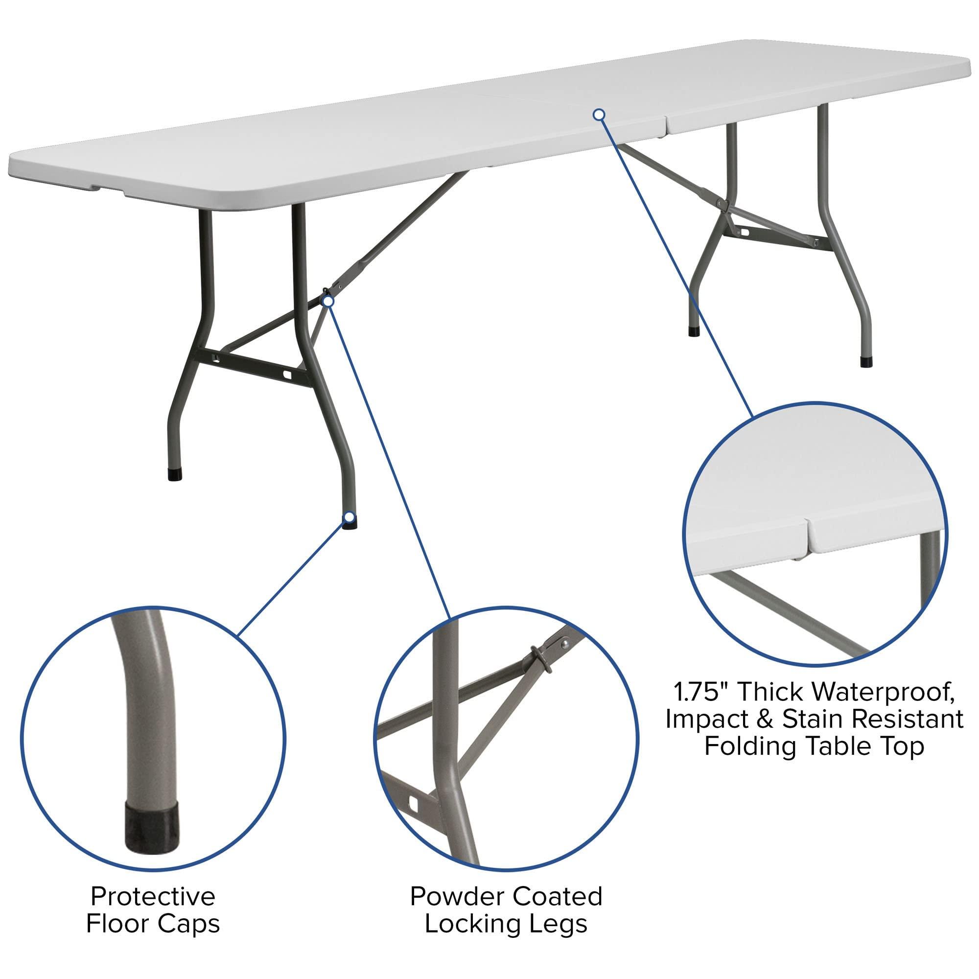 Offex Offex 30\'\'W x 96\'\'L Plastic Bi-Folding Table with Non-marring Foot Caps