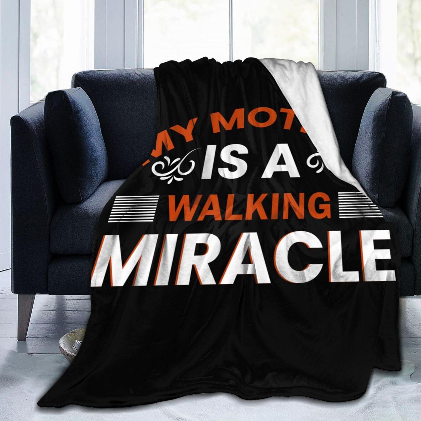 SIYTUAU My Mother is A Walking Miracle Throw Blanket for Couch Bed Sofa Soft Comfortable Blanket 60"x50" Flannel Blankets & Throws