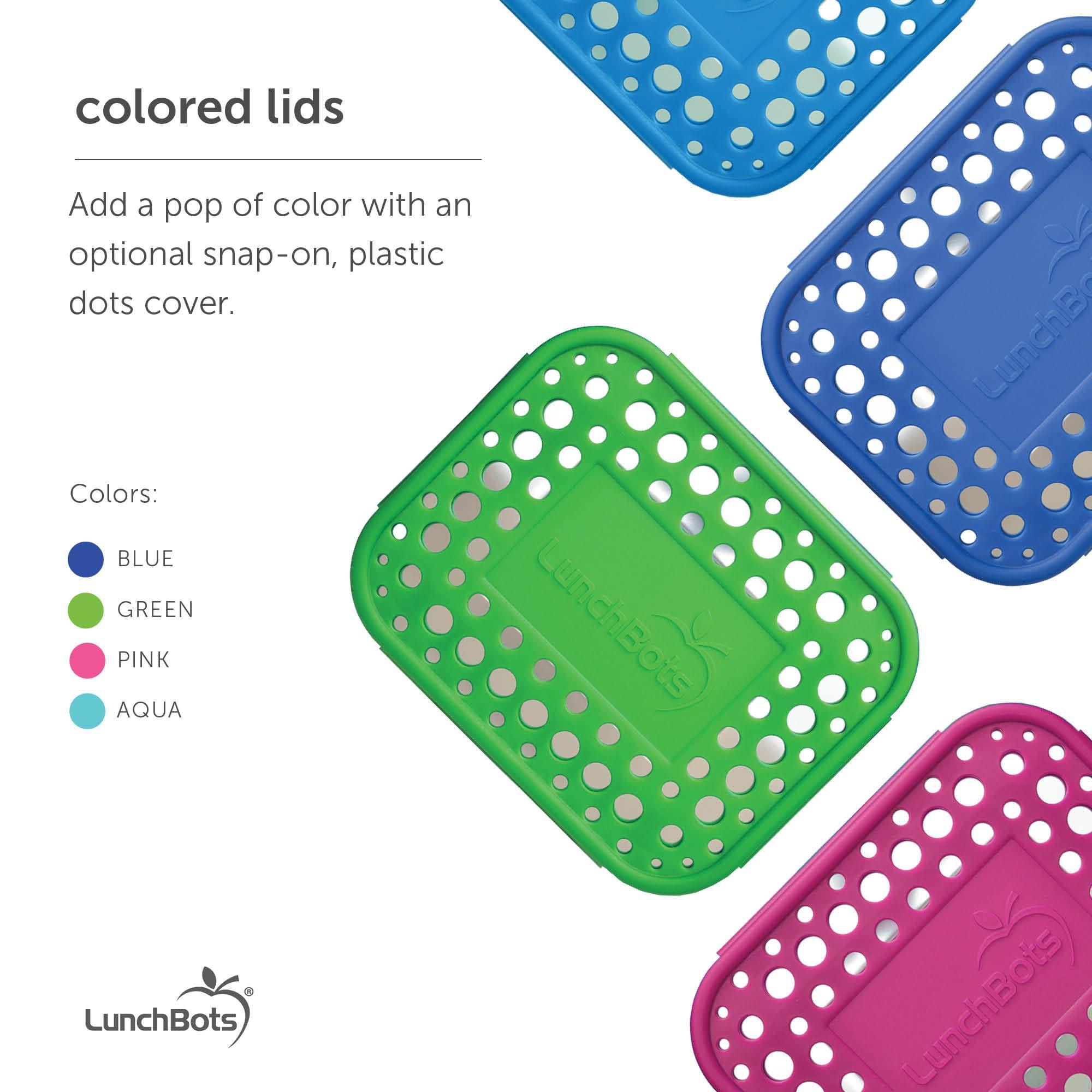 LunchBots LunchBots Large Trio Stainless Steel Lunch Container -Three Section Design for Sandwich and Two Sides - Metal Bento Lunch Box - Eco-Friendly - Stainless Lid - Aqua Dots